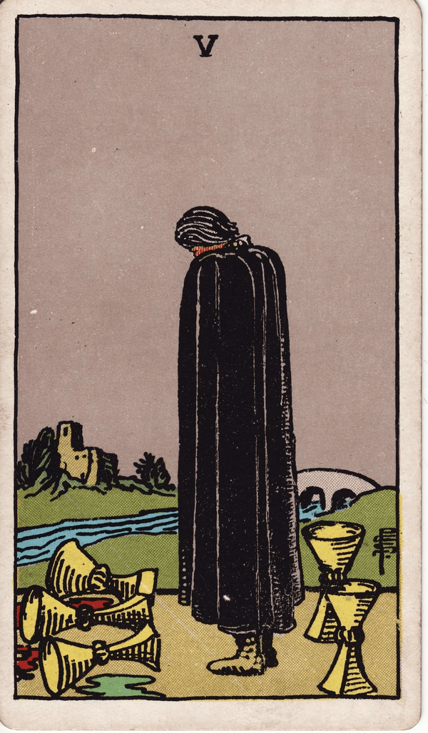 Five of Cups tarot card, upright