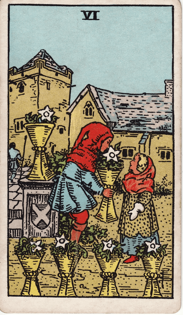 Six of Cups tarot card, upright