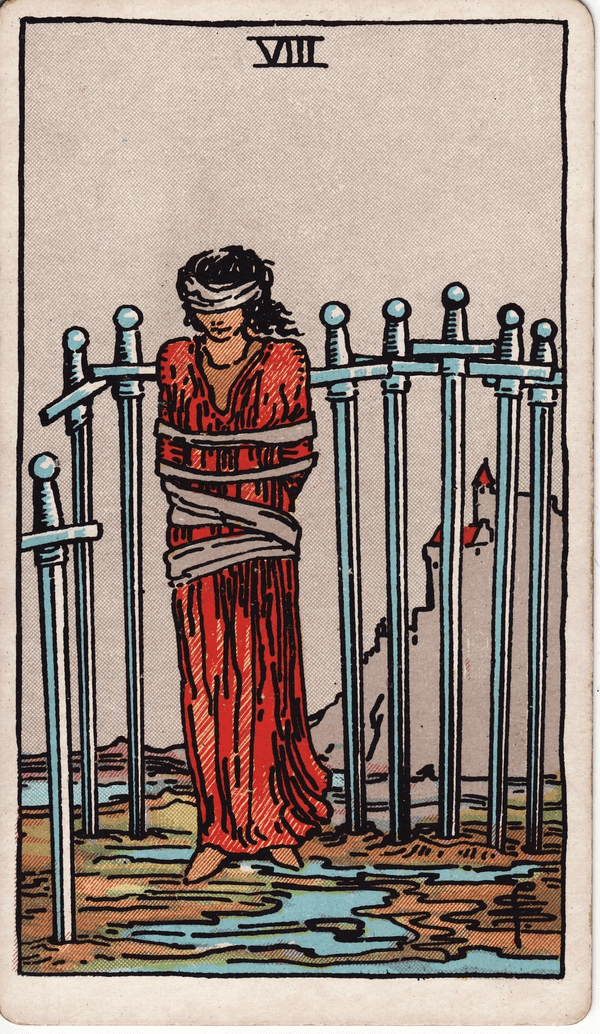 Eight of Swords tarot card, upright
