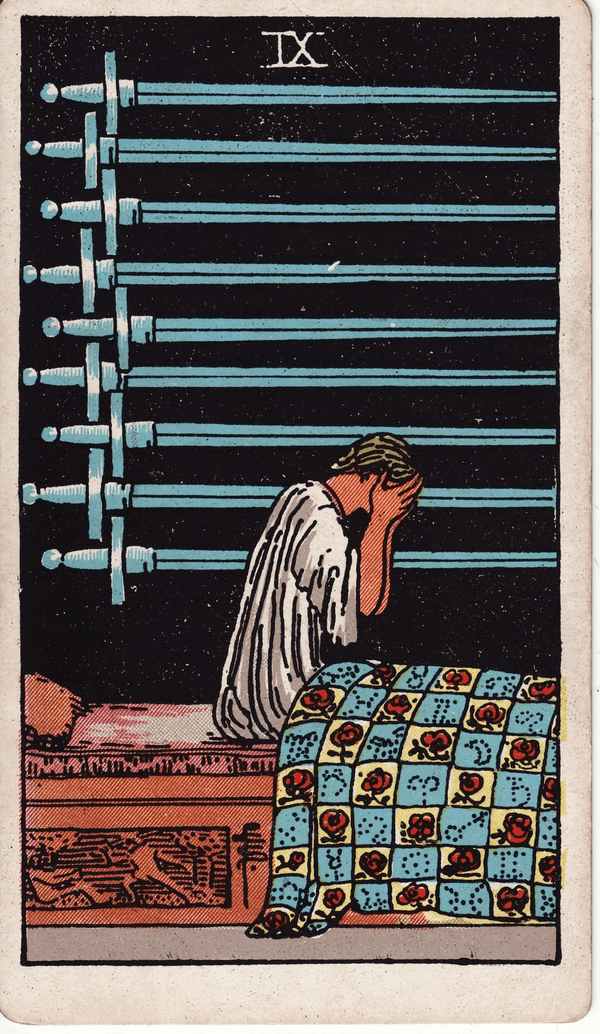 Nine of Swords tarot card, upright