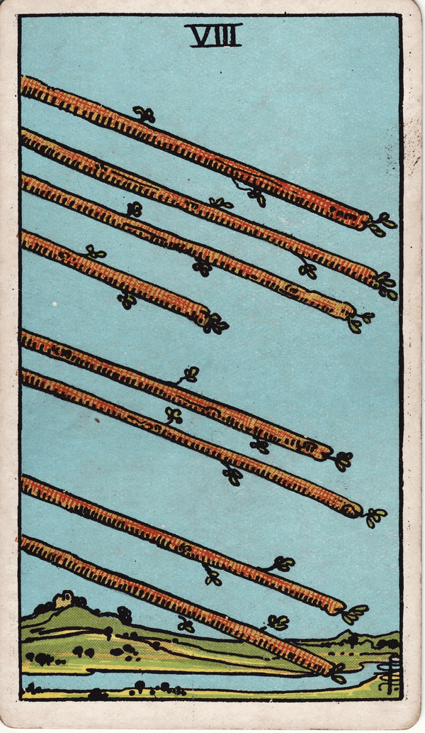 Eight of Wands tarot card, upright