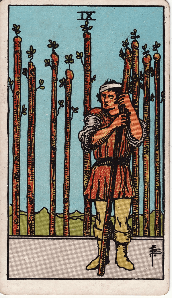 Nine of Wands tarot card, upright
